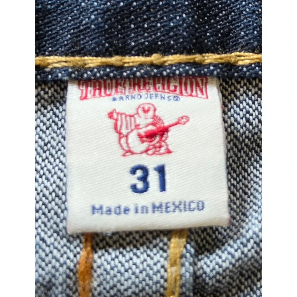 TRUE RELIGION Mens Acid Wash Cut Off Denim Shorts Bleach Splatter Size 31